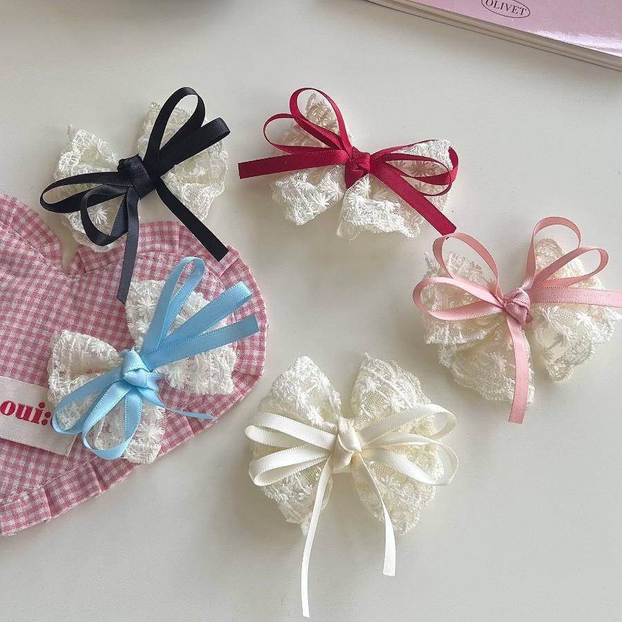 2pcs/set Cute Lace Bow Hair Cl - Travel Accessories With Kids review and price